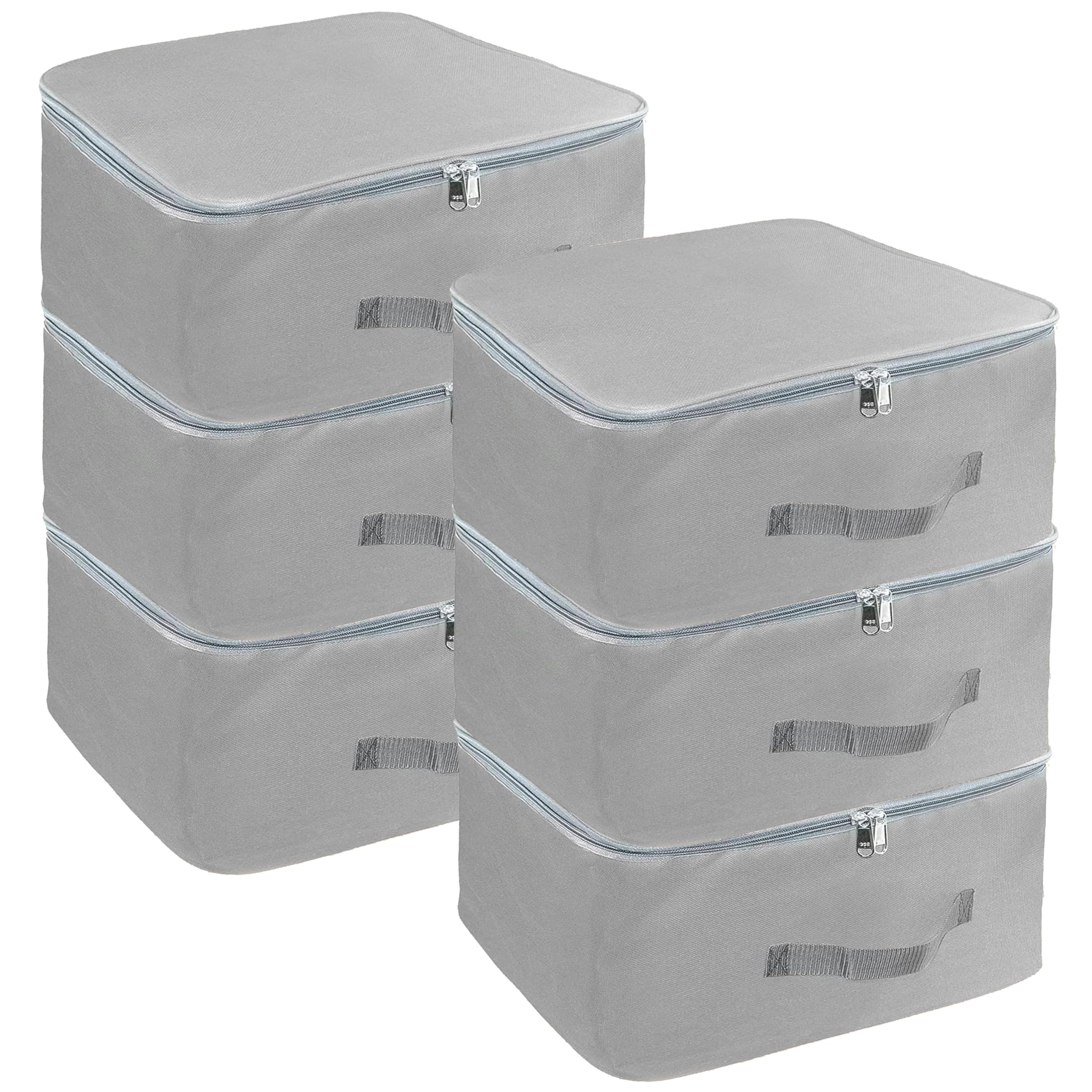 FabPax Nylon Wardrobe Bag Underbed Moisture Proof Cloth Storage Organizer, Storage Box for Clothes Saree Bags with Zippered Closure & Handle 37x35x23 cm Square (Grey, SET OF 6) (B0D7S2MYHT) Amazon Price History, Amazon Price Tracker