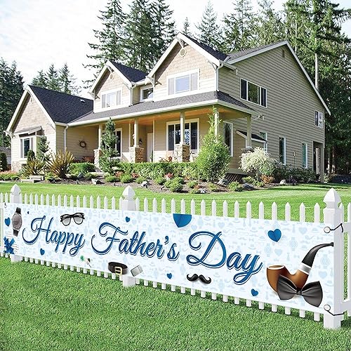 Miniatura 7 de XtraLarge - Cartel para patio, feliz día del padre, 120 x 20 pulgadas, pancarta azul feliz día del padre, decoración para el día del padre,