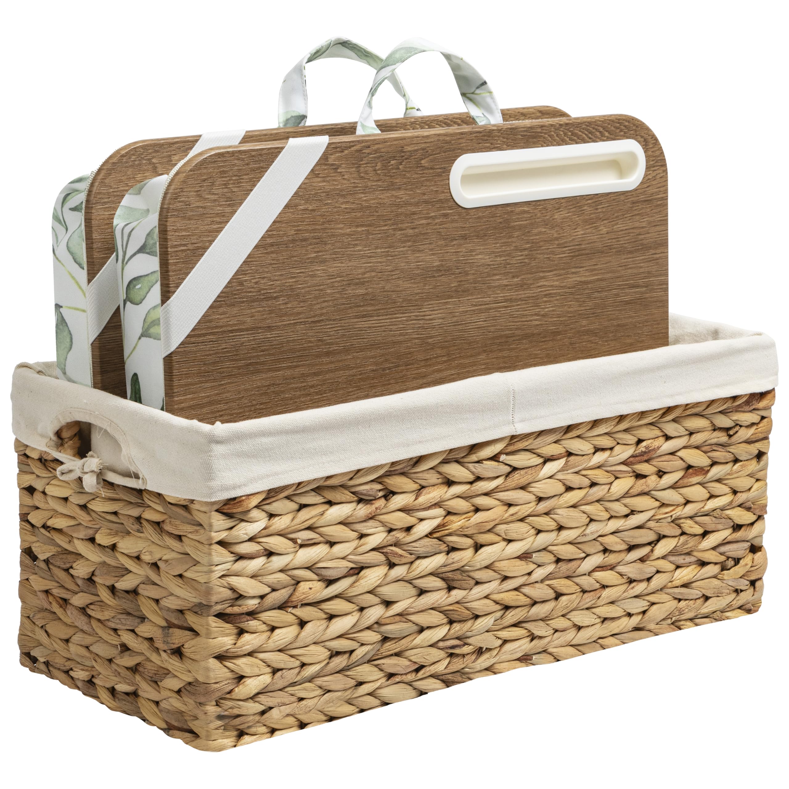 LAPGEAR Designer Lap Desk – Watercolor Leaves, 2-Pack with Storage Basket