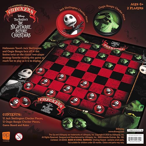 Miniatura 3 de Disney Tim Burton's The Nightmare Before Christmas Checkers  Con Jack Skellington vs. Oogie Boogie  Juego oficial de Disney  Juego coleccionable
