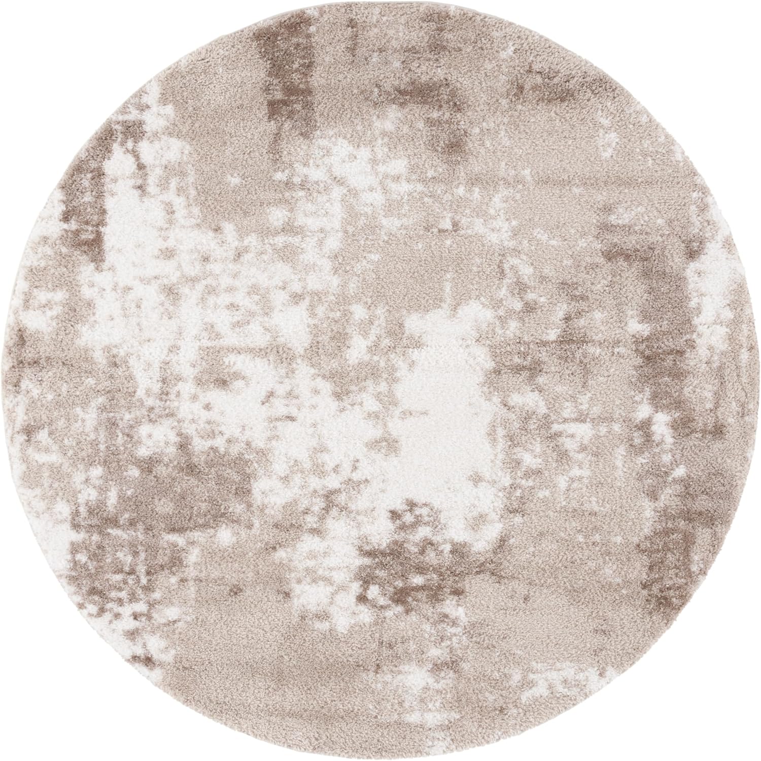 Safavieh Penelope Shag Collection Area Rug - 6'7" Square, Beige/Ivory Taupe, Geometric Design, Ideal for High Traffic Areas in Living Room, Bedroom, Dining (PNL530B)