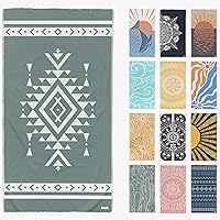 Vista 12 de FESHKA Toalla de Playa Turca Sin Arena (37 x 67 pulgadas) Toalla de Baño de Secado Rápido, Manta de Playa de Gran Tamaño, Ligera para Viajes - Hecha