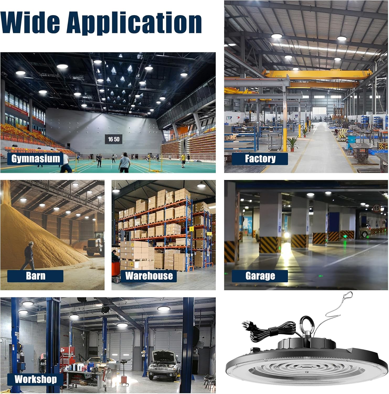 UFO LED High Bay Light 150W, 21000LM 5000K AC100-277V UFO High Bay LED Shop Light with Plug Alternative to 600W MH/HPS for Garage Workshop Warehouse Factory Gym Barn.