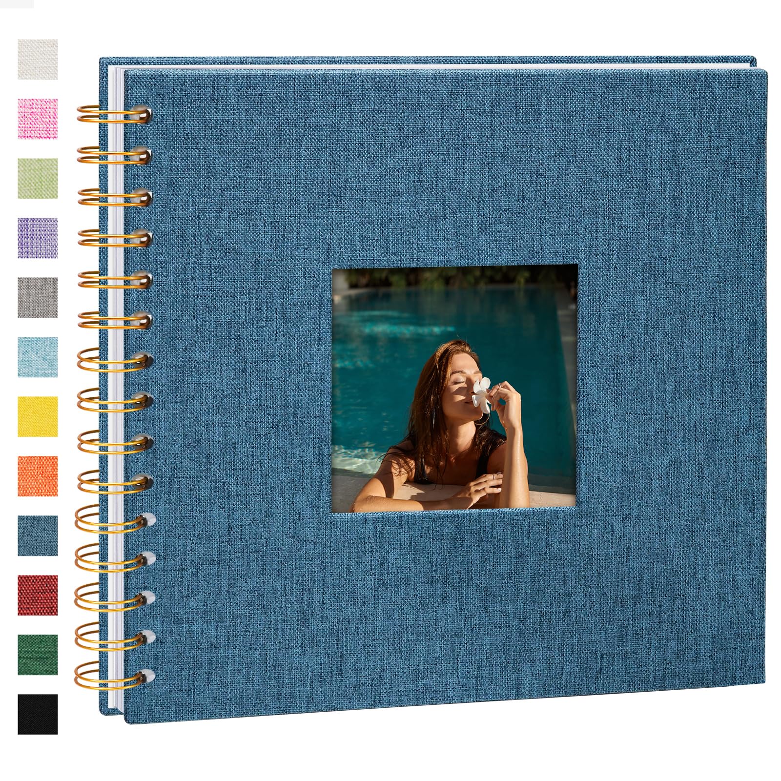 Vienrose Linen Scrapbook Photo Album 20.5 x 20.5 cm | Memory Album with 40 White Pages DIY Scrapbooking for Family Travel Wedding Christmas