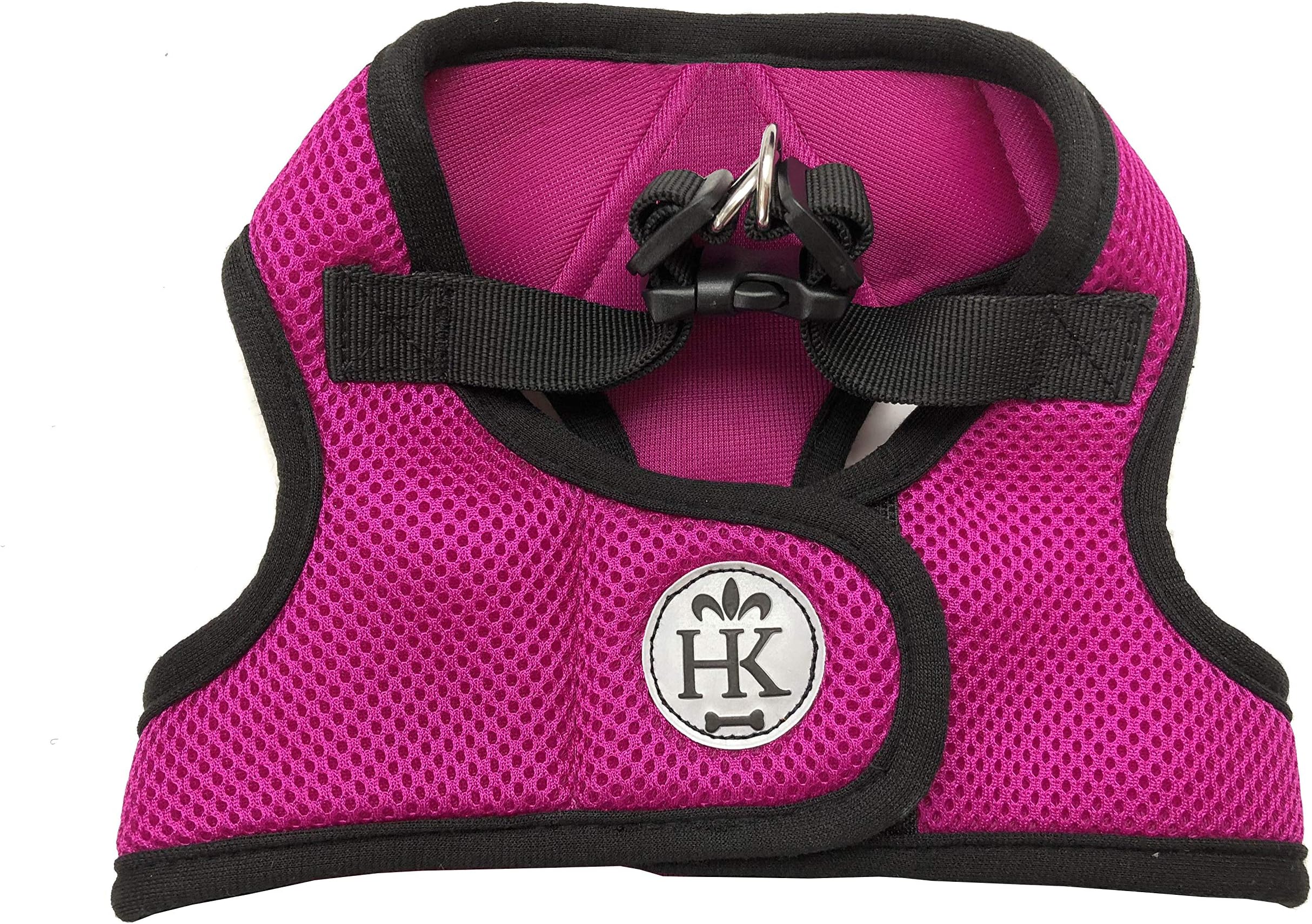 Huxley & Kent Hudson Harness | Raspberry (Large, 22-35lbs) | Easy Control Step-in Mesh Vest Harness for Dogs with Reflective Strips for Safety | H&K Walking, Training Harness for Dogs
