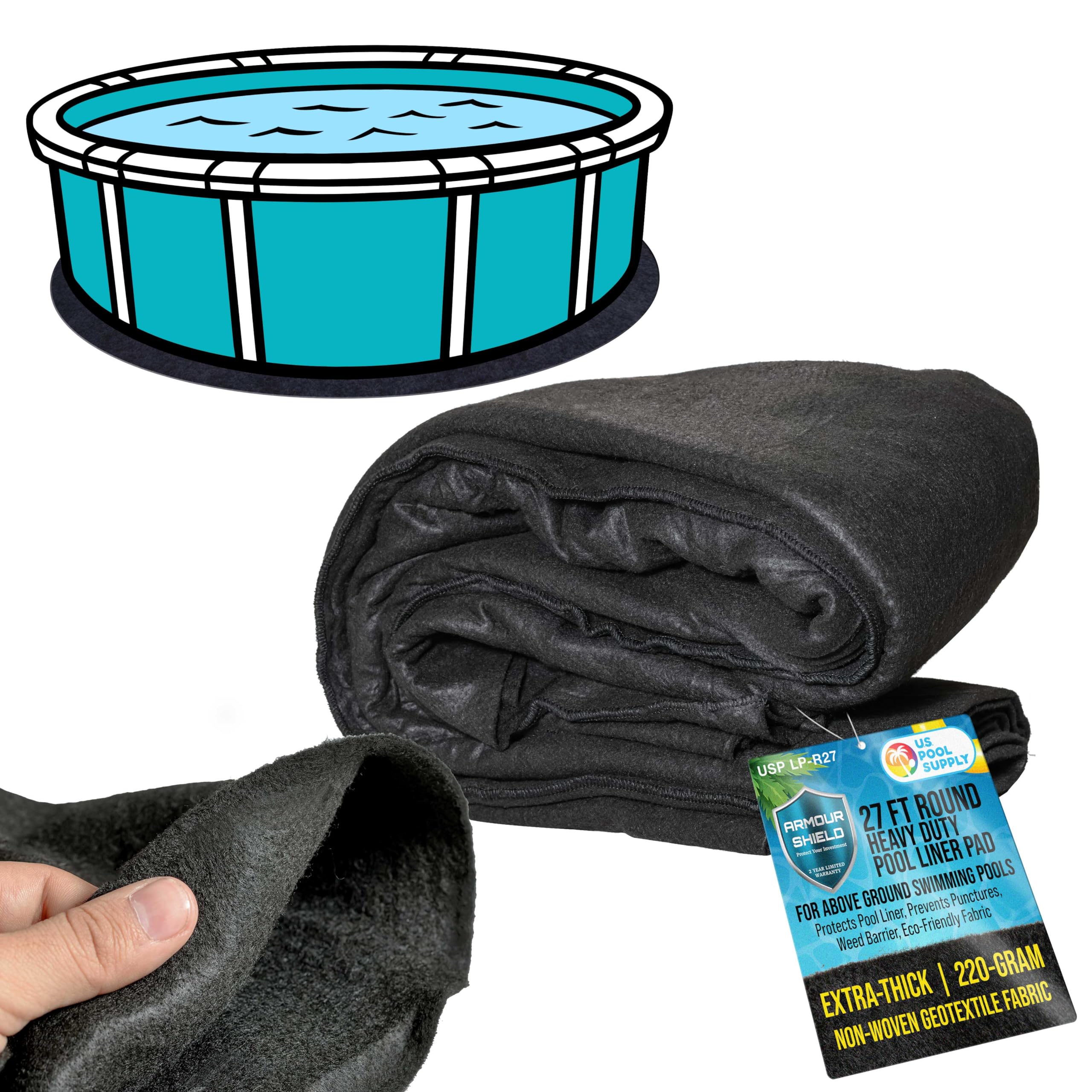U.S. Pool Supply Armour Shield 27-Foot Round Heavy Duty Pool Liner Pad for Above Ground Swimming Pools - Protects Pool Liner, Prevents Punctures, Weed Barrier, Eco-Friendly Fabric - Extends Liner Life