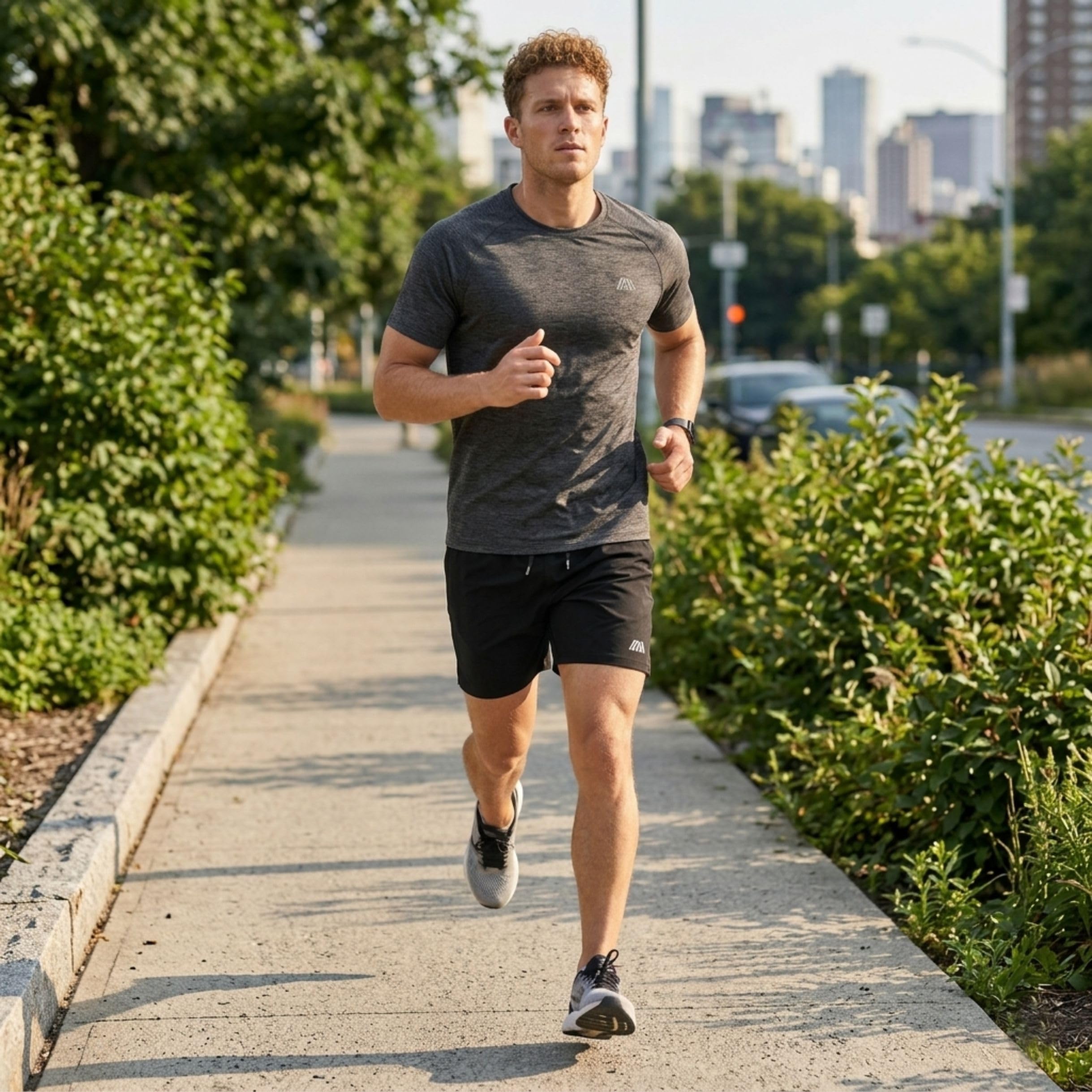 mymixtrendz Set di 2 tute da uomo ad asciugatura rapida, pantaloncini da palestra, leggeri, traspiranti, per corsa, allenamento, fitness e sport