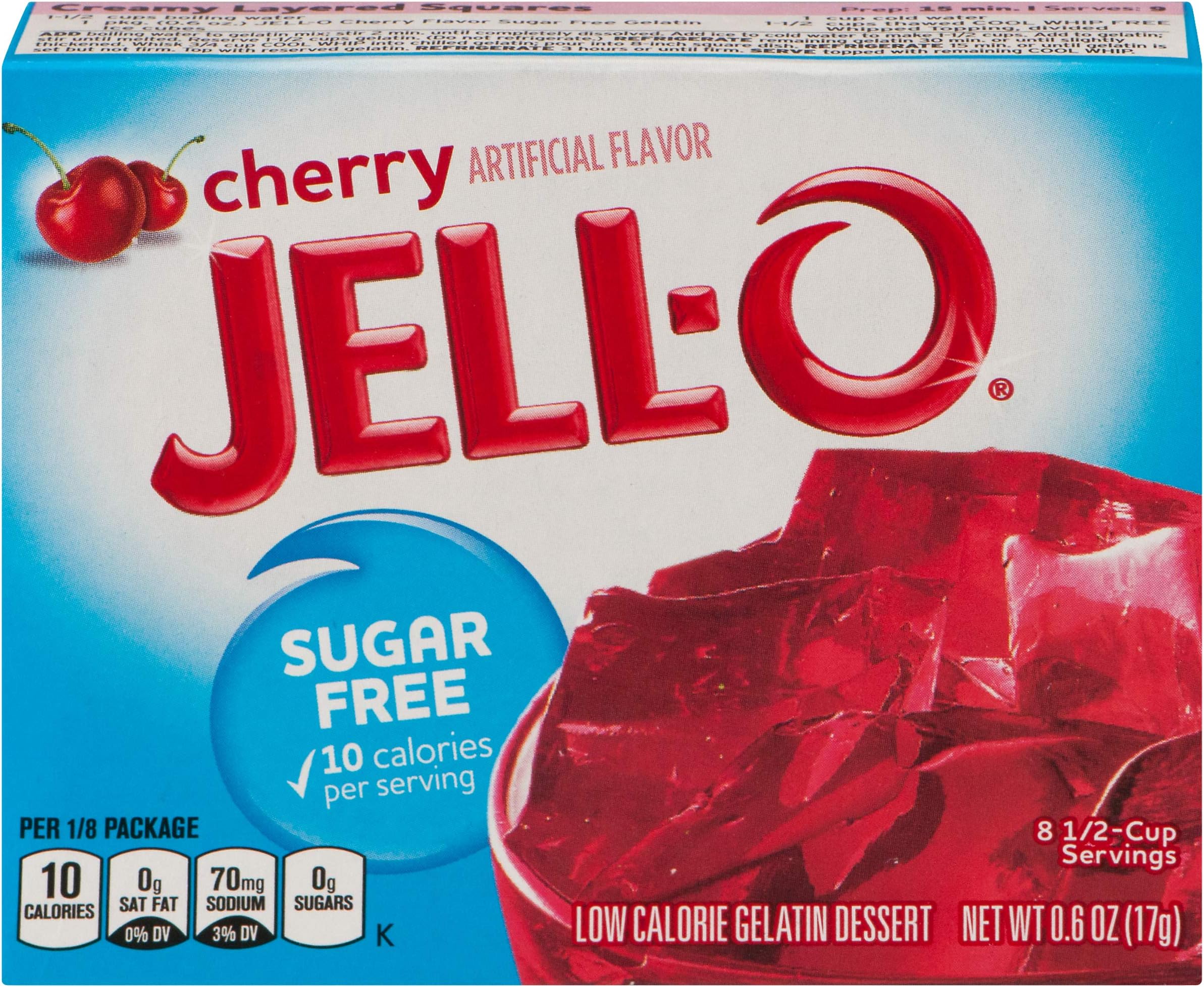 Jell-O Cherry Sugar-Free Gelatin Mix (0.6 oz Box)