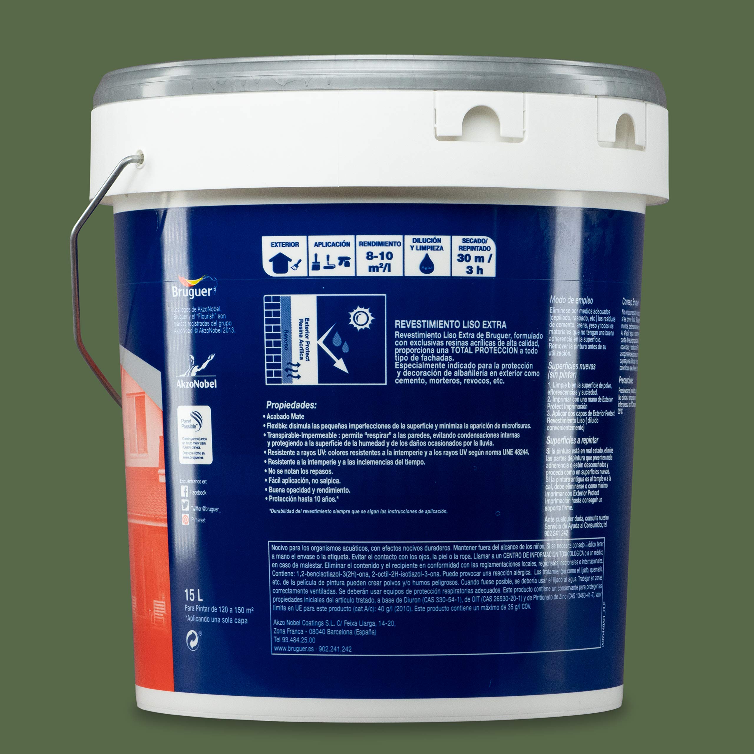 Bruguer Exterior Protect Revesimiento exterior Liso Extra Verde 15 L