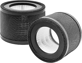 TT-AP001 True HEPA Filter Replacement, Compatible with TaoTronics TT-AP001 and and VAVA VA-EE014 Air Purifier, H13 True HEPA Filter & Activated Carbon Filter, 2 Pack