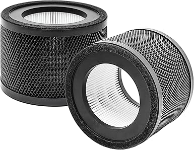 TT-AP001 True HEPA Filter Replacement, Compatible with TaoTronics TT-AP001 and and VAVA VA-EE014 Air Purifier, H13 True HEPA Filter & Activated Carbon Filter, 2 Pack