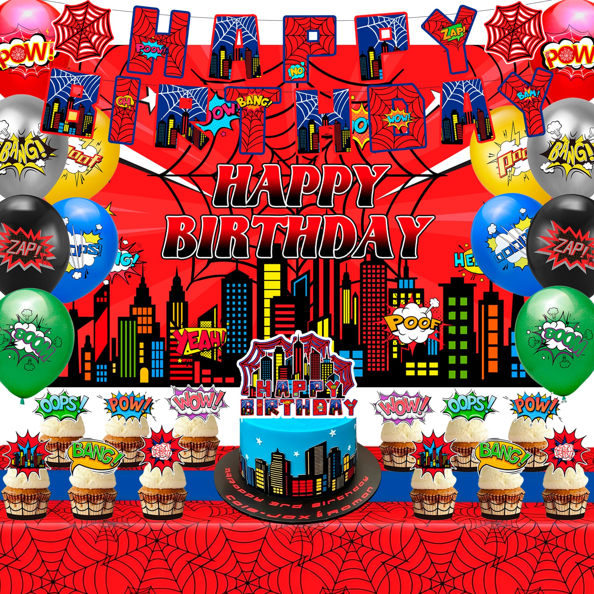 Spider Birthday Party Supplies, 48pcs Spider Party Decorations