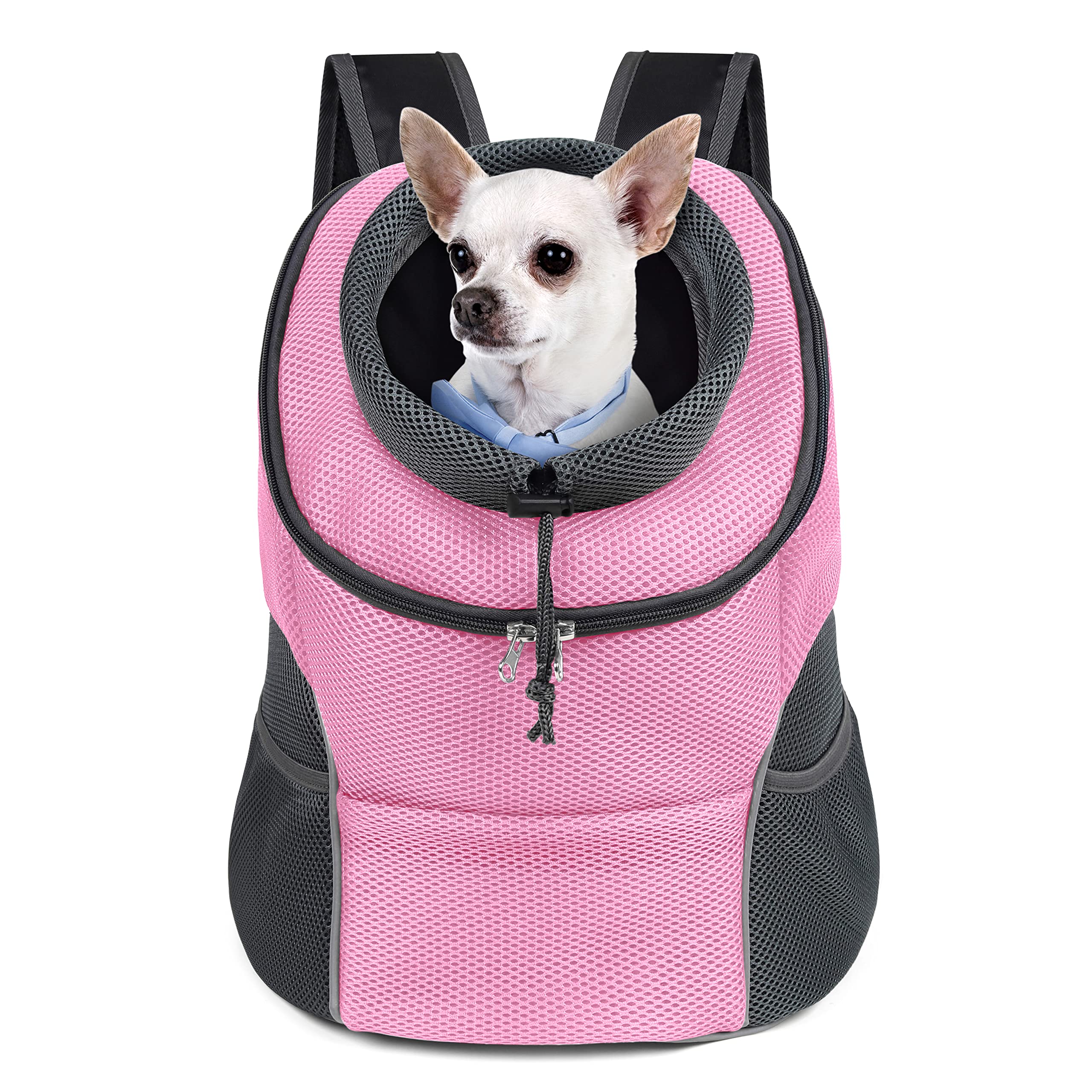 WOYYHO Pet Dog Carrier Backpack Puppy Dog Travel Carrier Front Pack Breathable Head-Out Backpack Carrier for Small Dogs Cats Rabbits (L (up to 14 lbs), Pink)