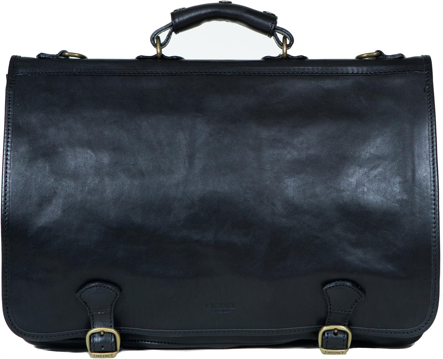 Cartellone Indy Italian Leather Briefcase, Messenger Bag in Black