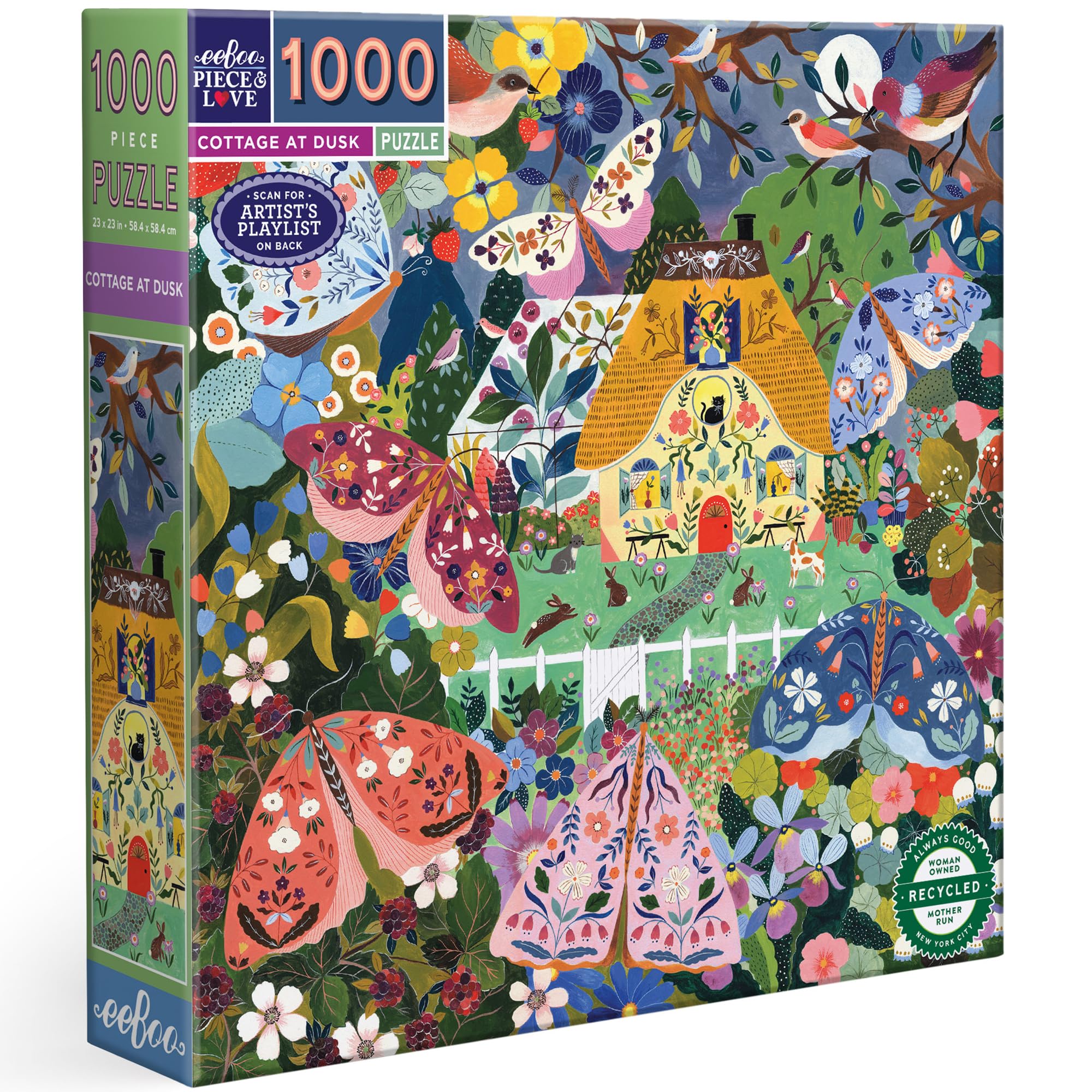 Amazon.com: eeBoo 1000 Piece Puzzle - Cottage at Dusk Jigsaw