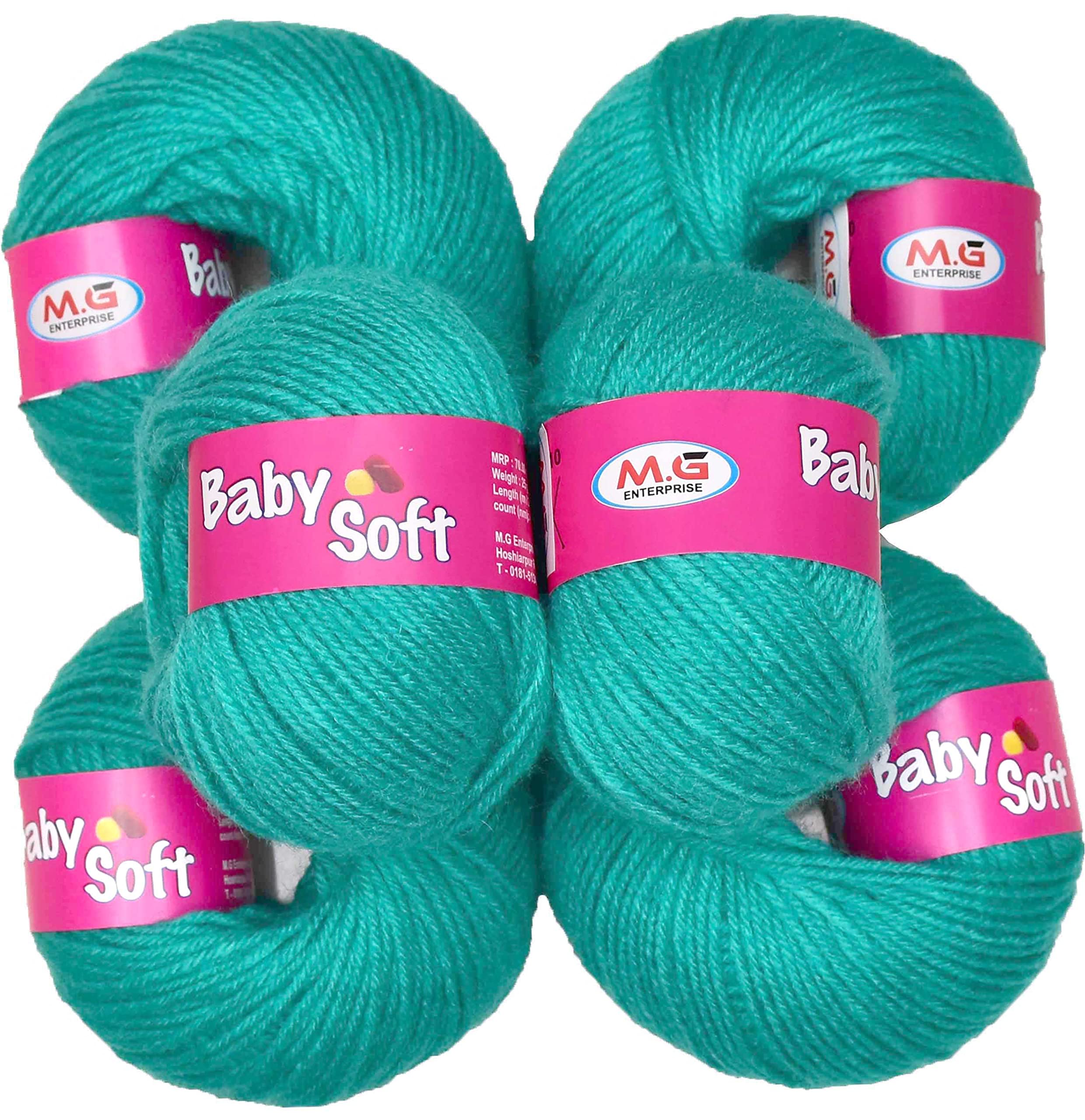 KNIT KING 100% Acrylic Wool Light Teal (10 pc) Baby Soft 4 ply Wool Ball Hand Knitting Wool/Art Craft Soft Crochet Hook Yarn, Needle Knitting Yarn Thread Dye O Z A BB