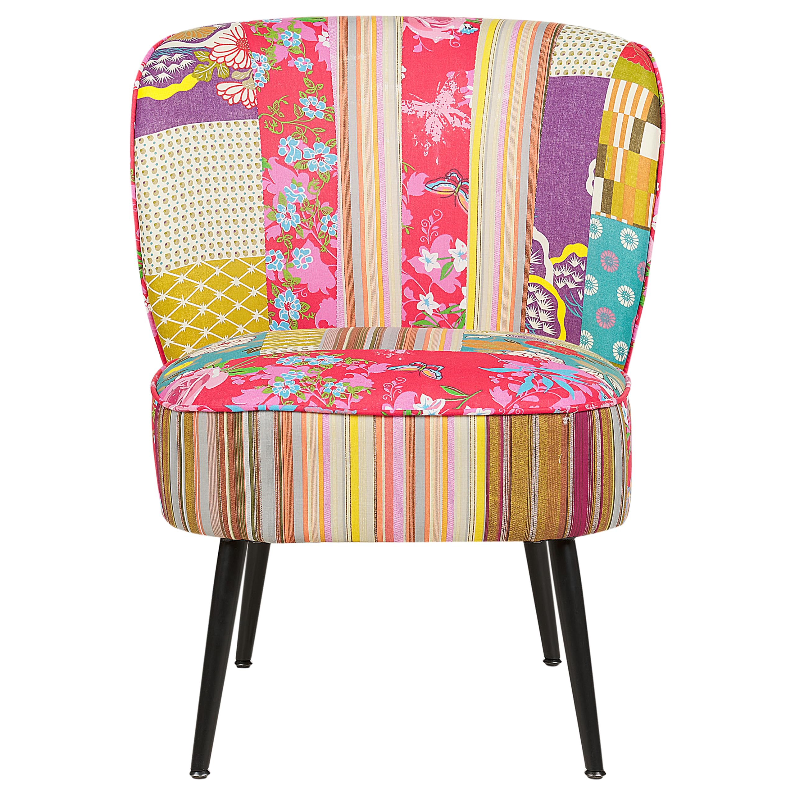 Beliani Bequemer Sessel aus Stoff bunt/schwarz Patchwork Design Voss