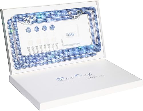 Marco para matrícula de Rhinestone 2 unidades para mujeres, de lujo, impermeable, brillante, iridiscente, diamante, marco de matrícula, brillante,