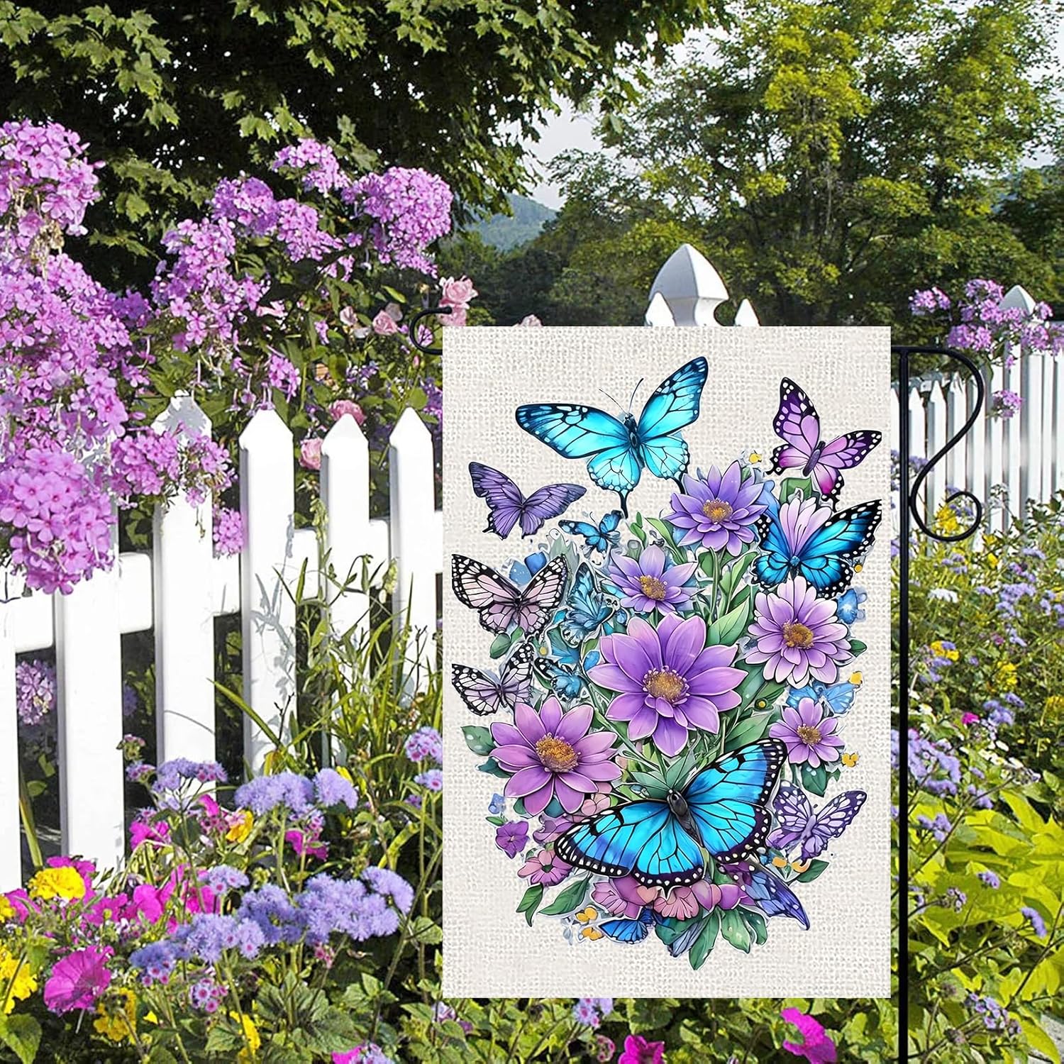 Spring Summer Garden Flag 12x18 Inch Vertical Double Sided, Butterfly Floral Flower Yard Flags for Outside Decor, Holiday Outdoor Seasonal Decorations for Home - Image 2