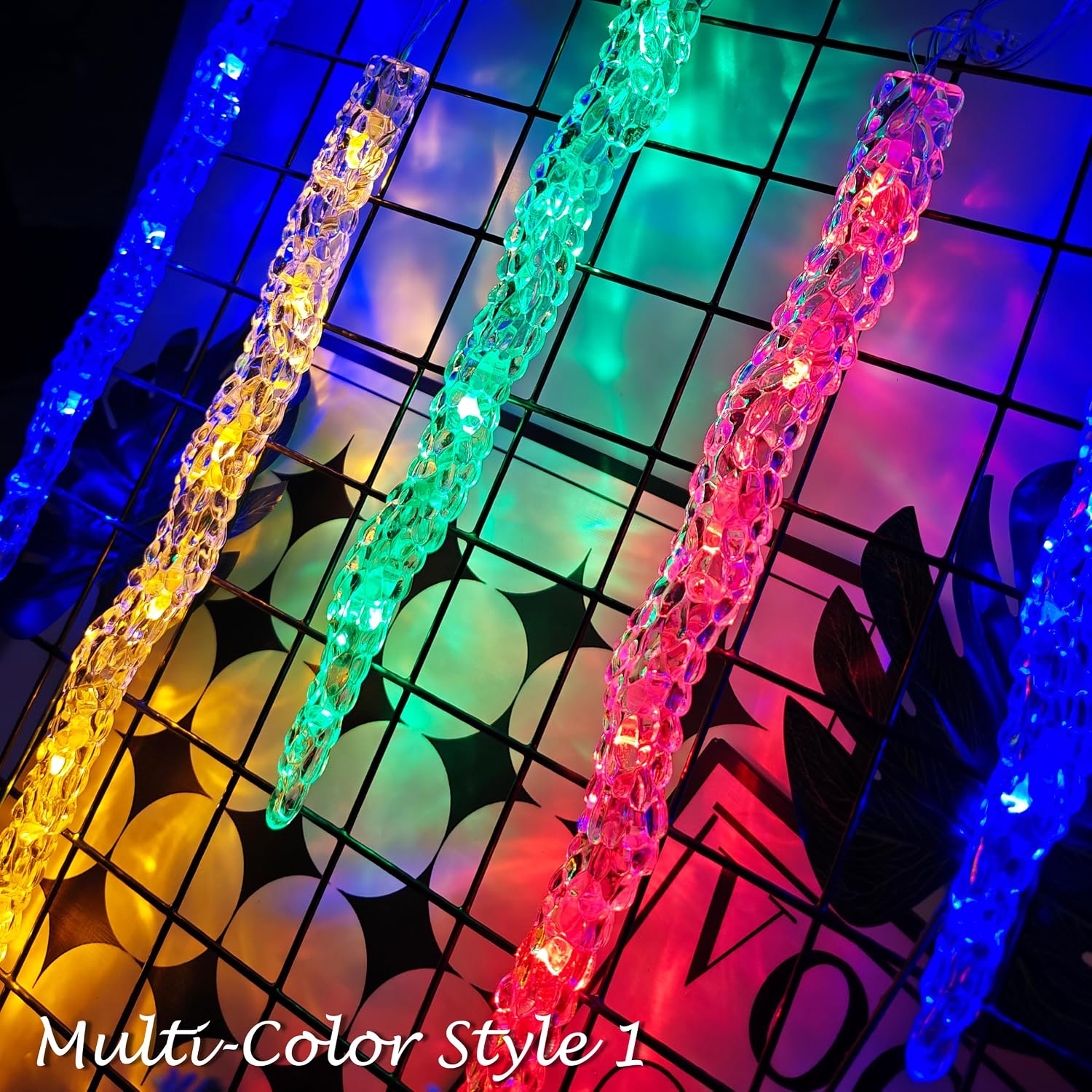 AWQ 21.7 FT Icicle Lights, 60 LED Twinkle Icicle String Lights with 12Tubes, Multicolour Christmas Light with 11 Modes, Timer & Memory Function for Indoor Outdoor Wedding Party Christmas Decor (12)
