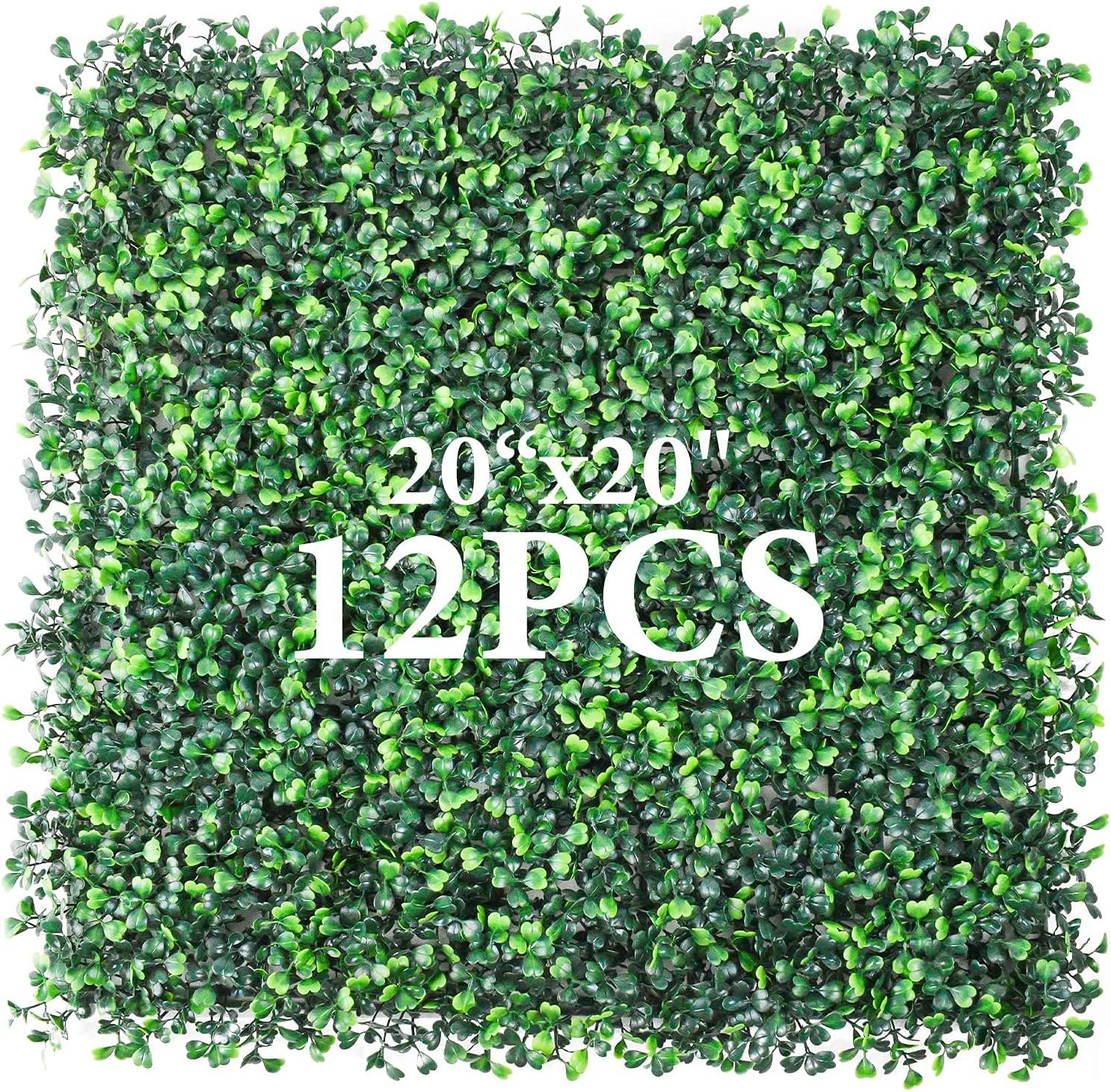 Artificial Greenery Boxwood, Privacy Fence Screen Faux Plant, UV Resistant Topiary Hedge, for Outdoor Indoor Use as Wall Backdrop, Garden, Backyard, Event Decorations (20” x 20”)