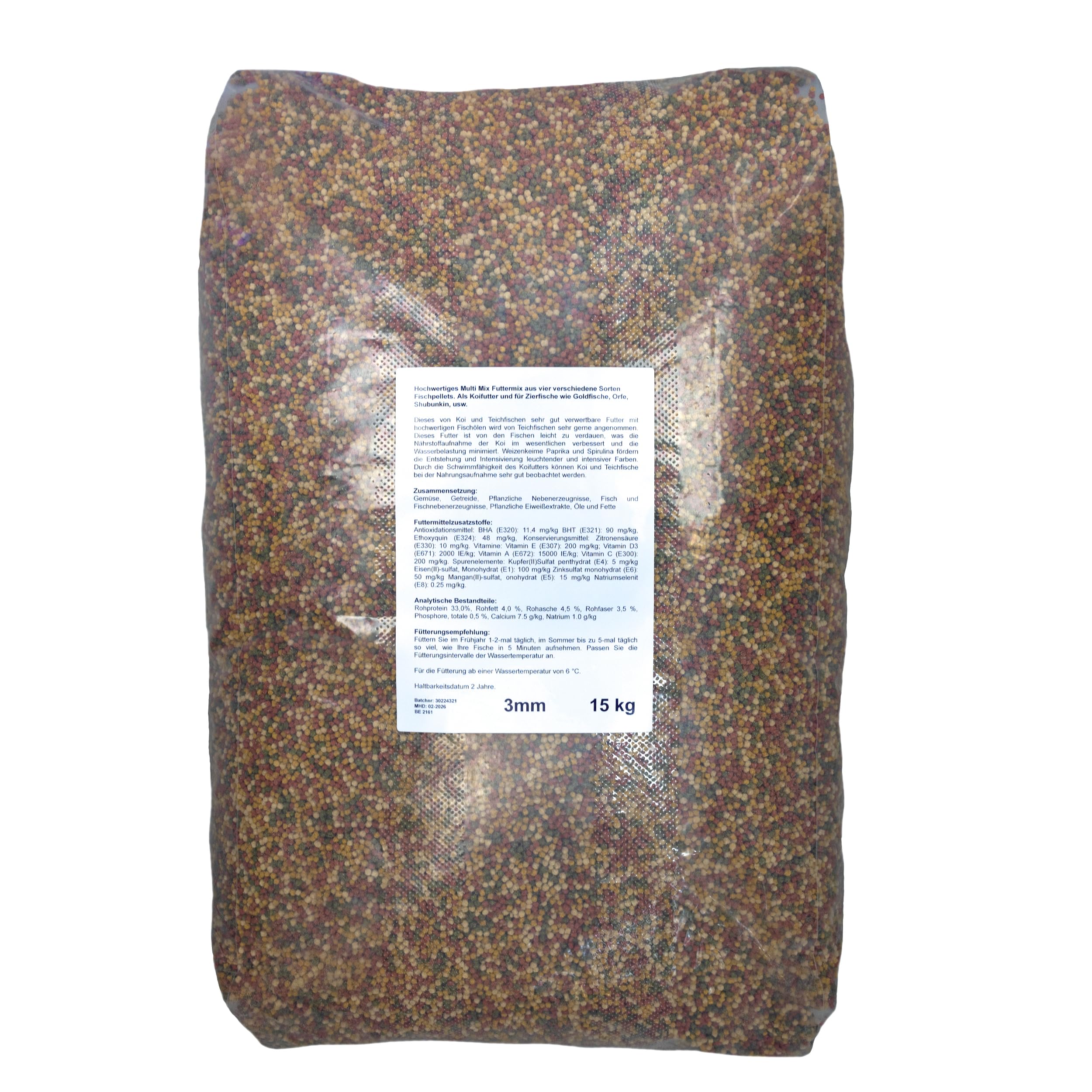 Koi Herdecke - Mezcla de 15 kg de alimento para peces Koi's | Pellets flotantes de 3 mm | Adecuado para peces ornamentales - Peces de colores - Orfe - Shubunkin | Paquete de 15 kilos
