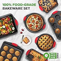 Vista 5 de NutriChef Moldes antiadherentes para horno de cocina, revestimiento gris antiadherente de lujo y elegante en el interior y exterior, utensilios