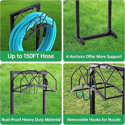Miniatura 3 de GREENER Soporte para manguera de jardín, soporte de manguera de metal, soporte de manguera de agua desmontable, soporte de manguera independiente,