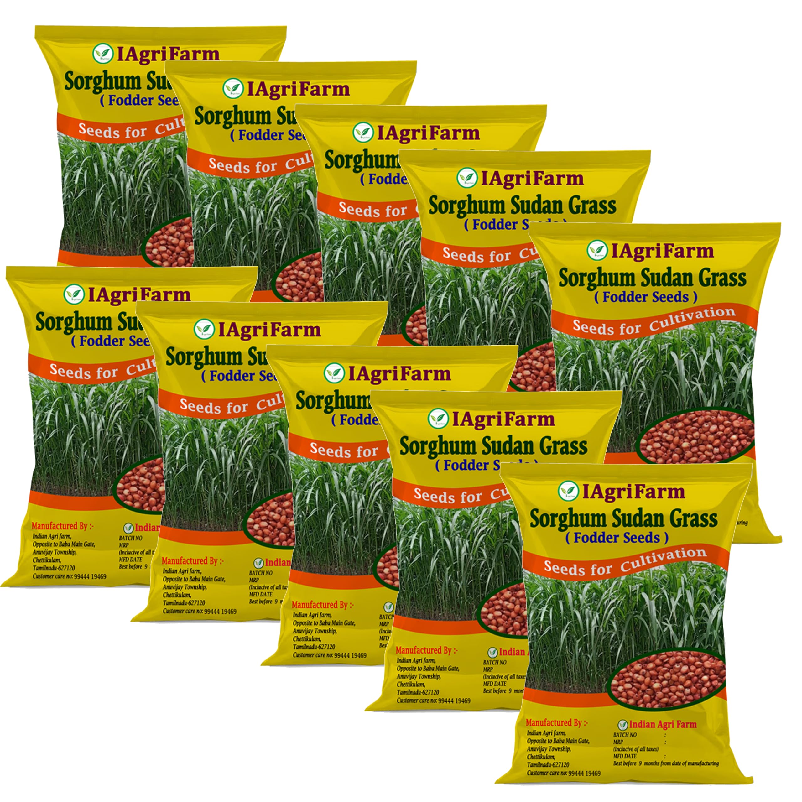 lagrifarm Sorghum Sudan Grass Seeds - 10 Kg - Multi Cut Fodder Seeds for Forage, Hay, Pasture, Silage