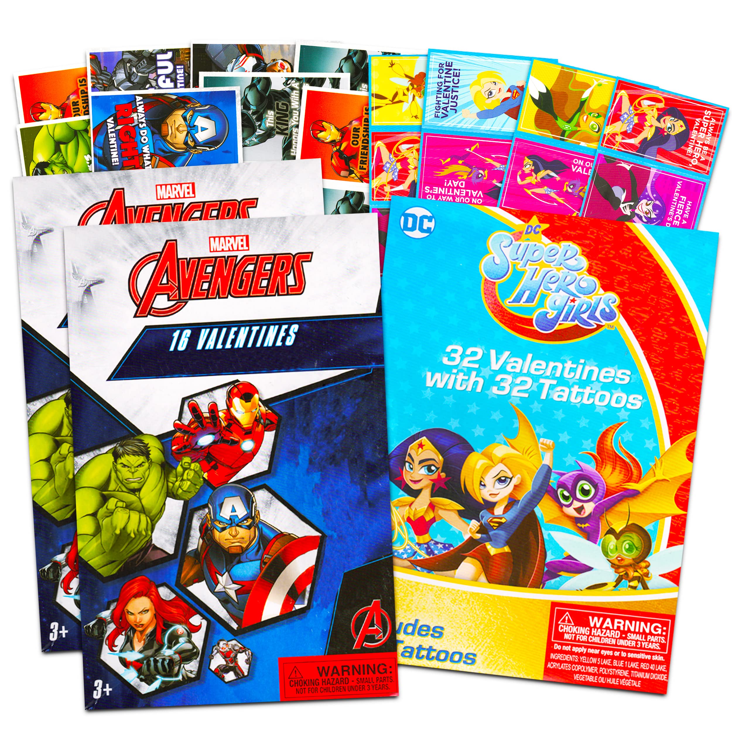 Amazon.com: Wonder Woman Valentines Day Cards for Kids Toddlers -- 64  Superhero Valentine Cards Total, 32 Wonder Woman and 32 Avengers (Boxed  School Classroom Pack) : Toys & Games