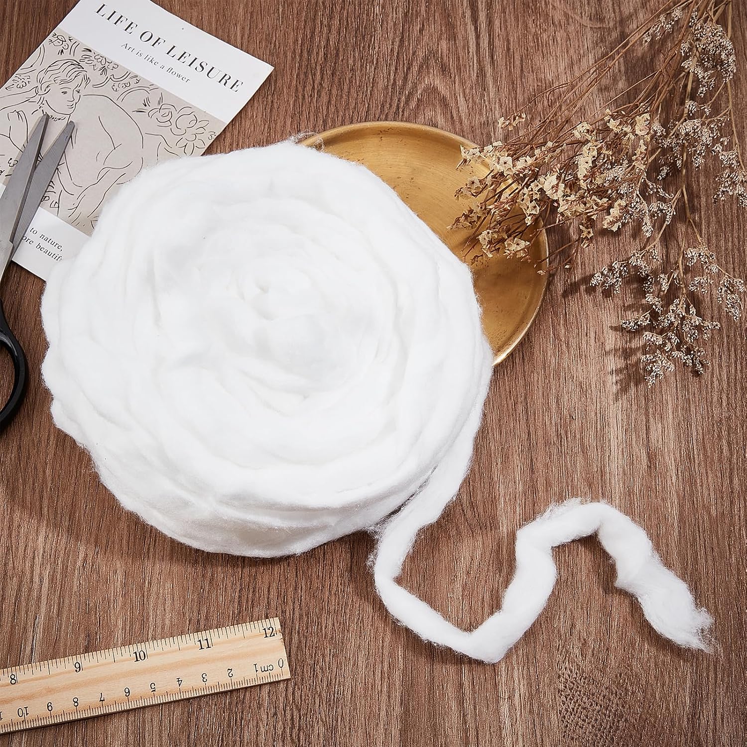 12 Yards 100% White Cotton Coil, Natural Cotton Strips, Accessory for Cleaning Manicures Crafts Nail Art and Makeup Use Household and Salon Use