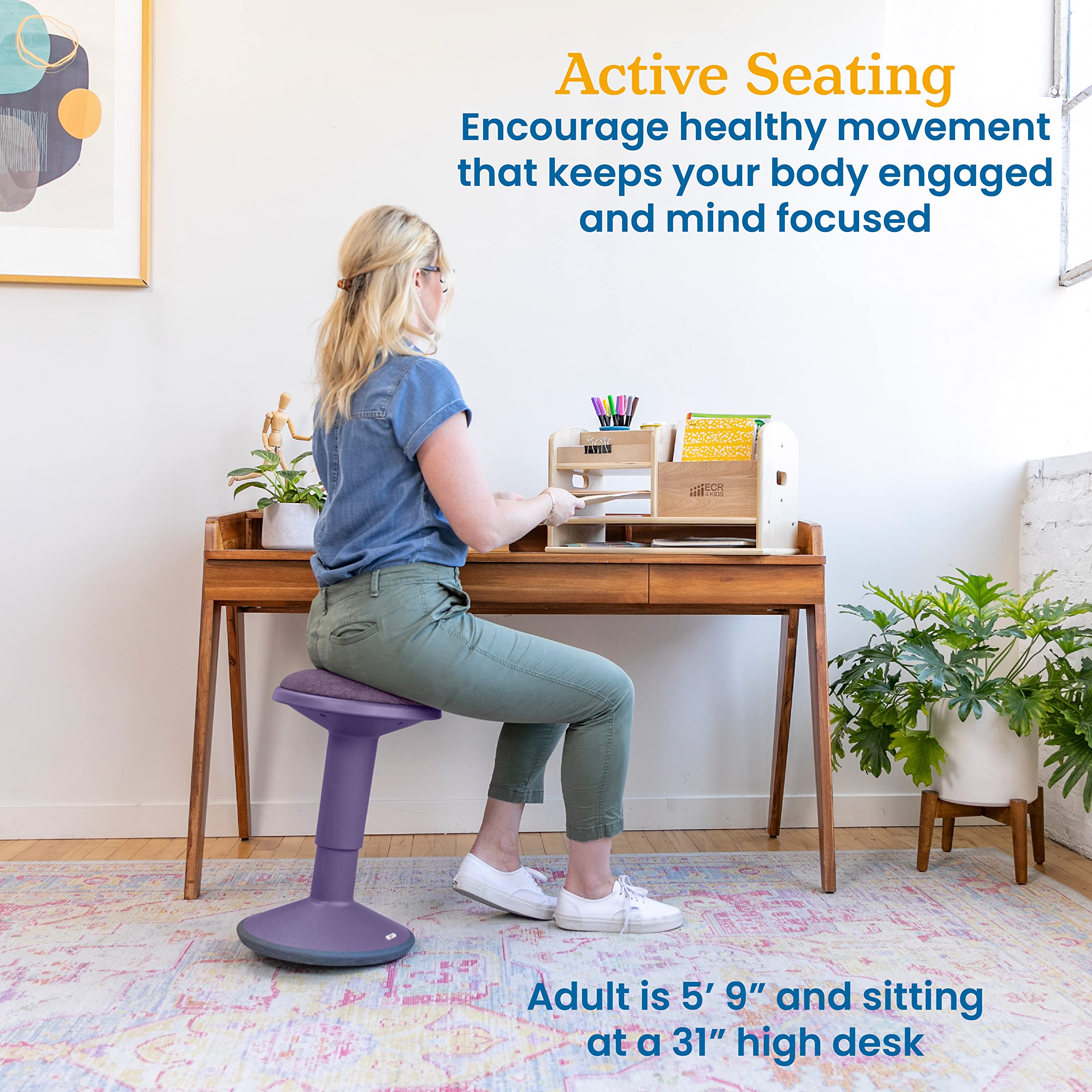 Tabouret Oscillant SucceBuy Wobble Chair Chaise Active Réglable en Hauteur (39.88-55.12cm) Âge 12-18
