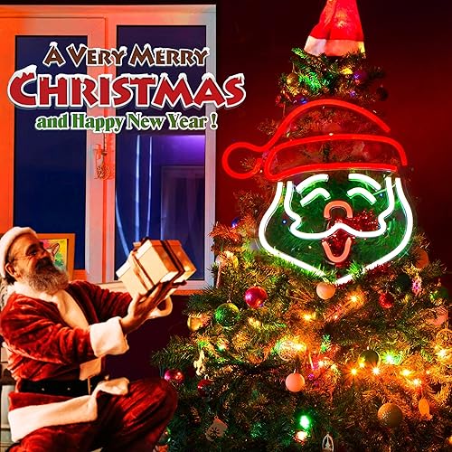 Miniatura 3 de Letreros de neón de Papá Noel de Navidad, luces LED de acrílico con interruptor, decoración de pared alimentada por USB, para dormitorio, bares,