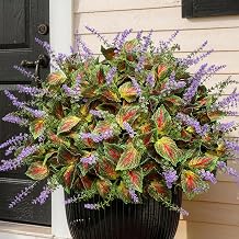 12 Bundles Artificial Coleus Flowers | UV Resistant No Fade Silk Faux Plants | Spring Summer Outdoor Fake Greenery for Garden Patio Planters Front Porch Pathway Decor Yellow