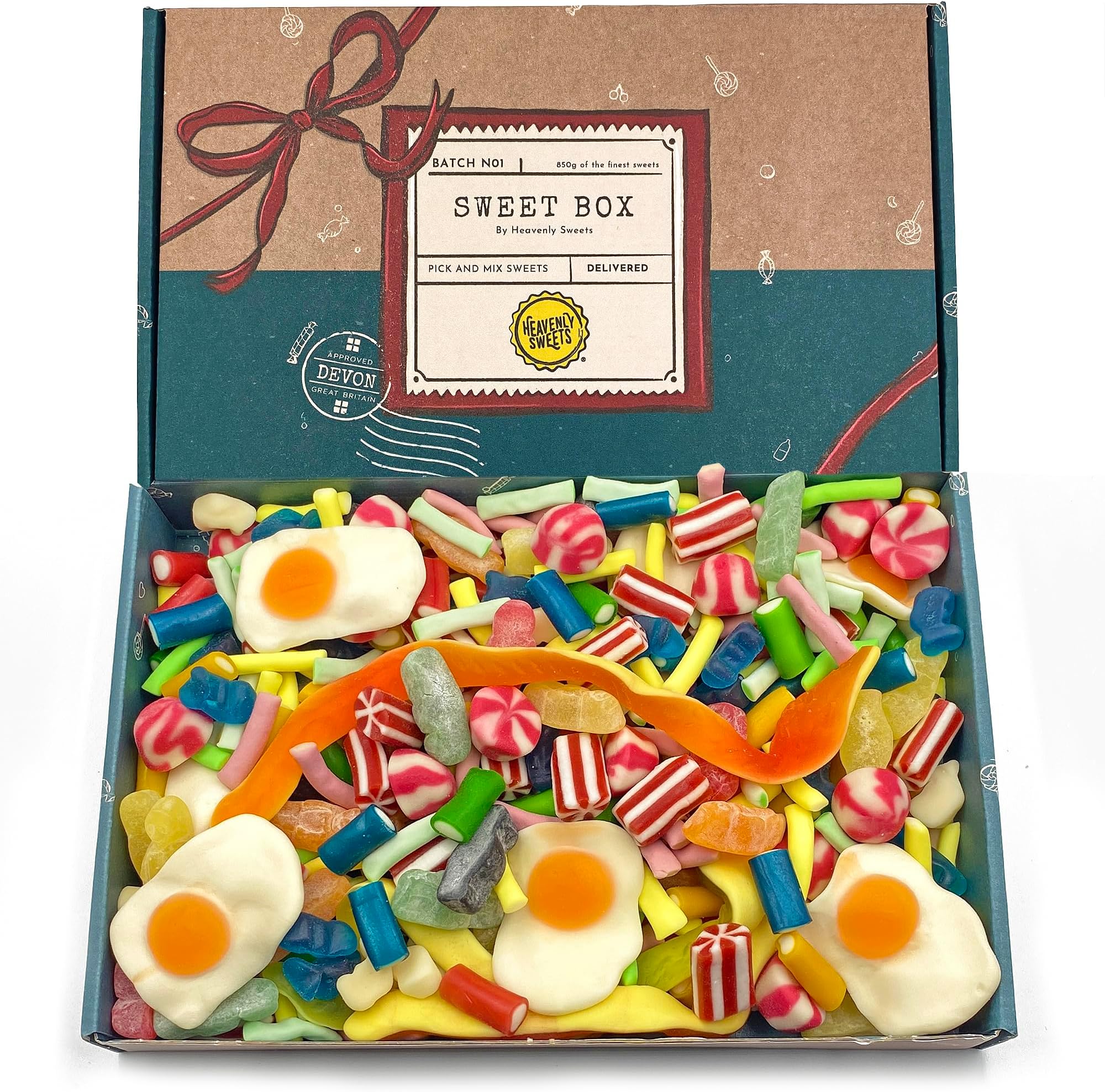 Pick n Mix Sweets Gift Box Hamper | Premium 850g Chewy Jelly Gummy Retro Candy | Birthday Valentine Fathers Day Assortment | Pick & Mix Treats Selection Men Women Kids Adults | Heavenly Sweets