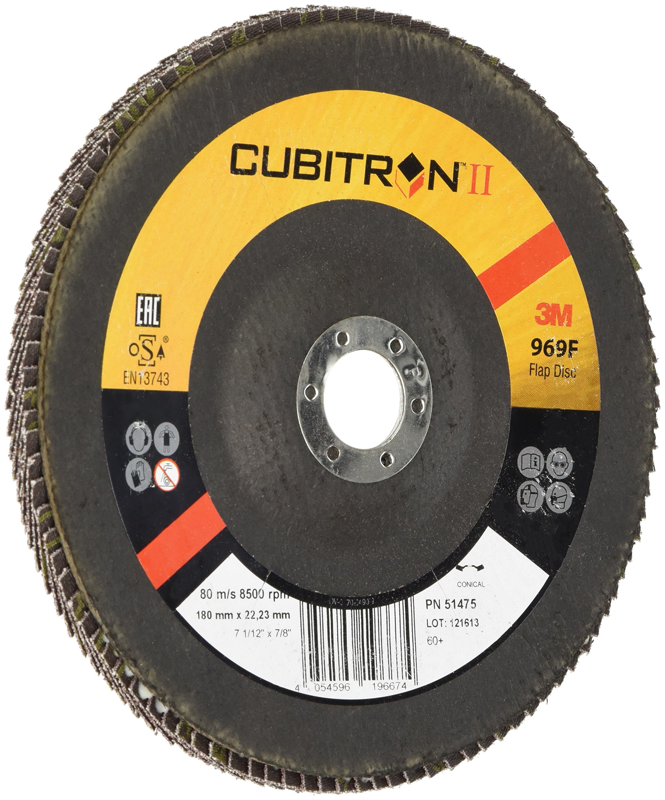 3M 51475 Cubitron II tarcza szlifierska wachlarzowa 969F, 60+, stożkowa, 180 mm, 22,23 mm (10 sztuk)