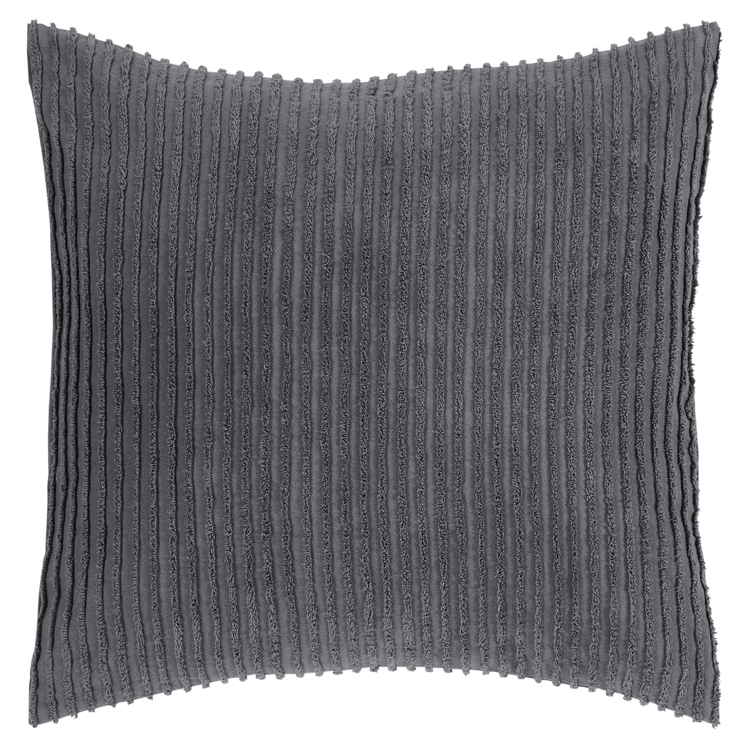 Better Trends Jullian Collection is Super Soft and Light Weight in Bold Stripes Design 100% Cotton Tufted Unique Luxurious Machine Washable Tumble Dry, Euro Sham, Gray