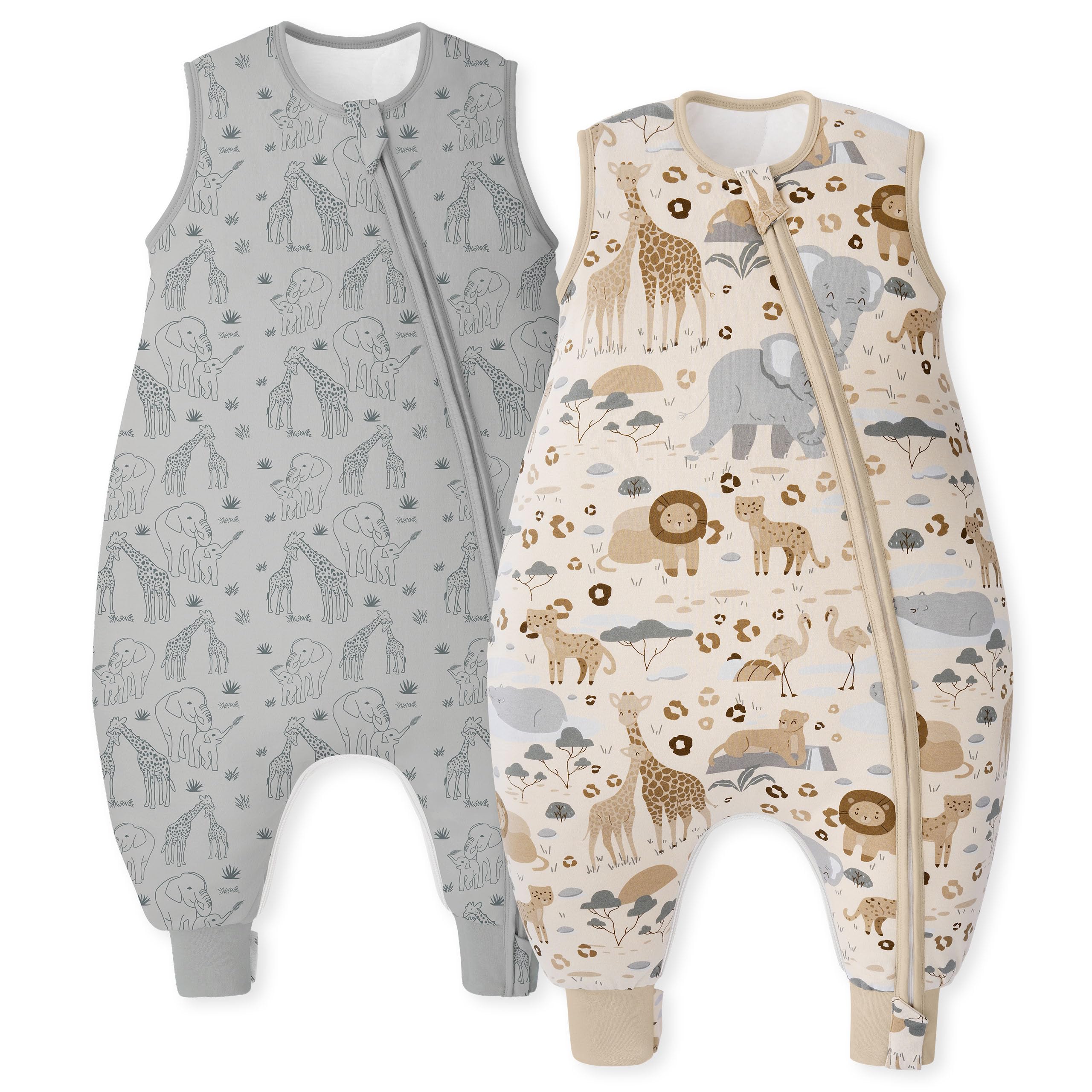 Unnivoll Baby Schlafsack mit Füßen 1,5 Tog 2er Pack Schlafsack Baby Baumwolle Ganzjahre Schlafsack mit Beinen Babyschlafsack Weich 100 cm für Jungen Mädchen Zebra