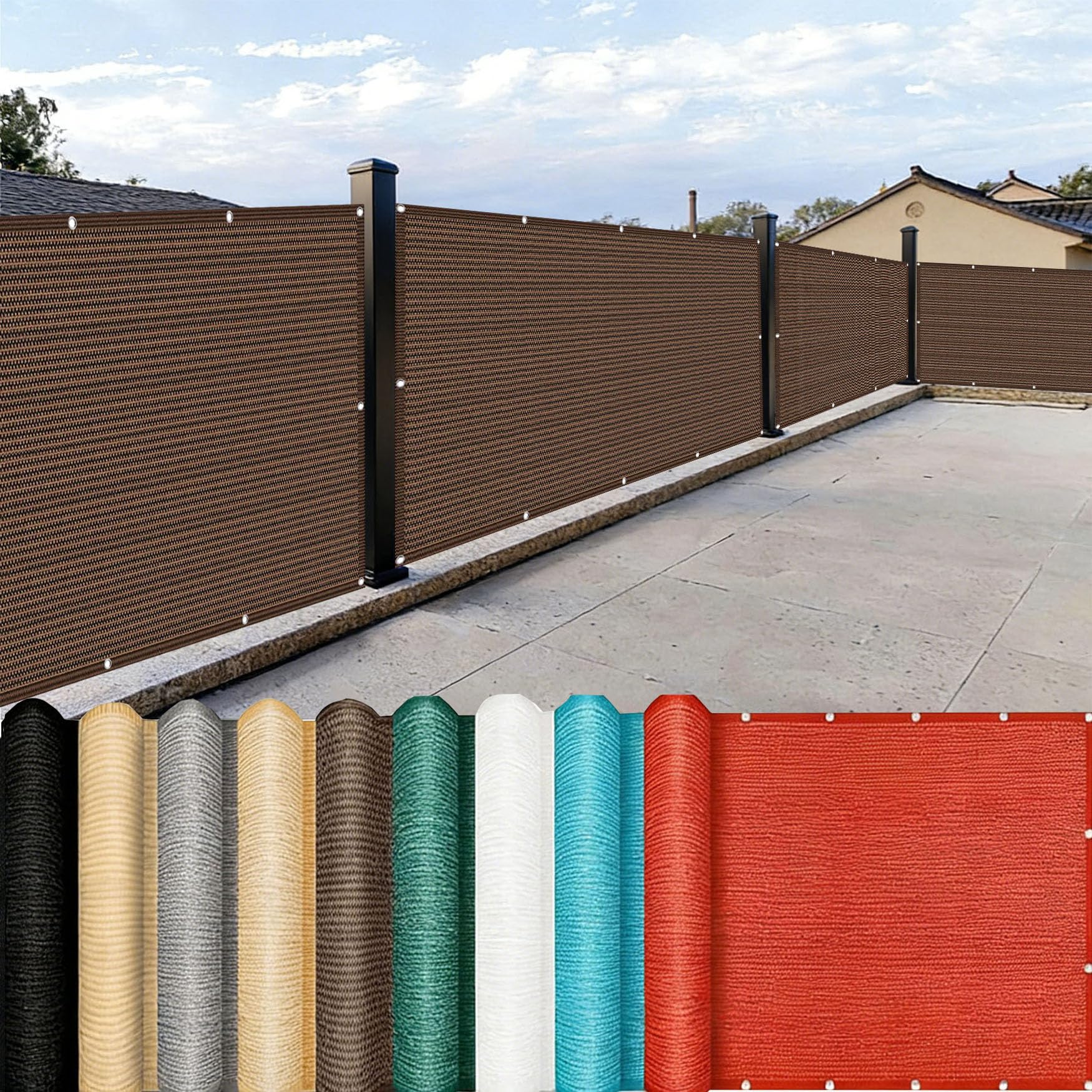 Copri Ringhiera Balcone 120 x 470 cm Protezione Privacy, Anti-Uv, Resistente Al Vento Frangivento da Esterno con Occhielli e Fascetta per Recinzione, Giardino, Ringhiera, Marrone