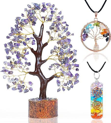 Árbol de la vida de cristal de amatista, árbol de piedras preciosas para energía positiva, decoración de árbol de chakras, árbol de cristal disponible en Yaxa Colombia
