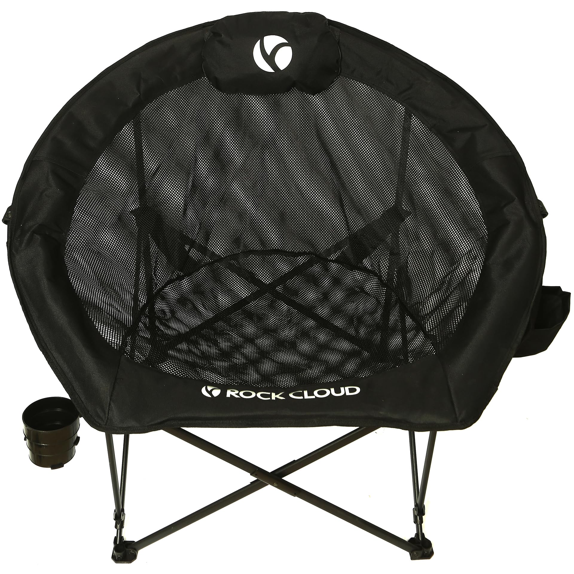 ROCK CLOUD Folding Camping Chair Oversized Padded Moon Chairs Outdoor for Camp Lawn Hiking Fishing Sports, Black