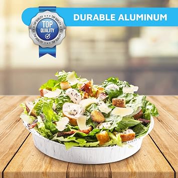 MontoPack 7 Round 40 Pack Aluminum Foil Pans with Clear Lids | Disposable Containers with Straight Walls for Storing, Baking, Meal Prep & Reheating | Freezer & Oven Safe, Recyclable