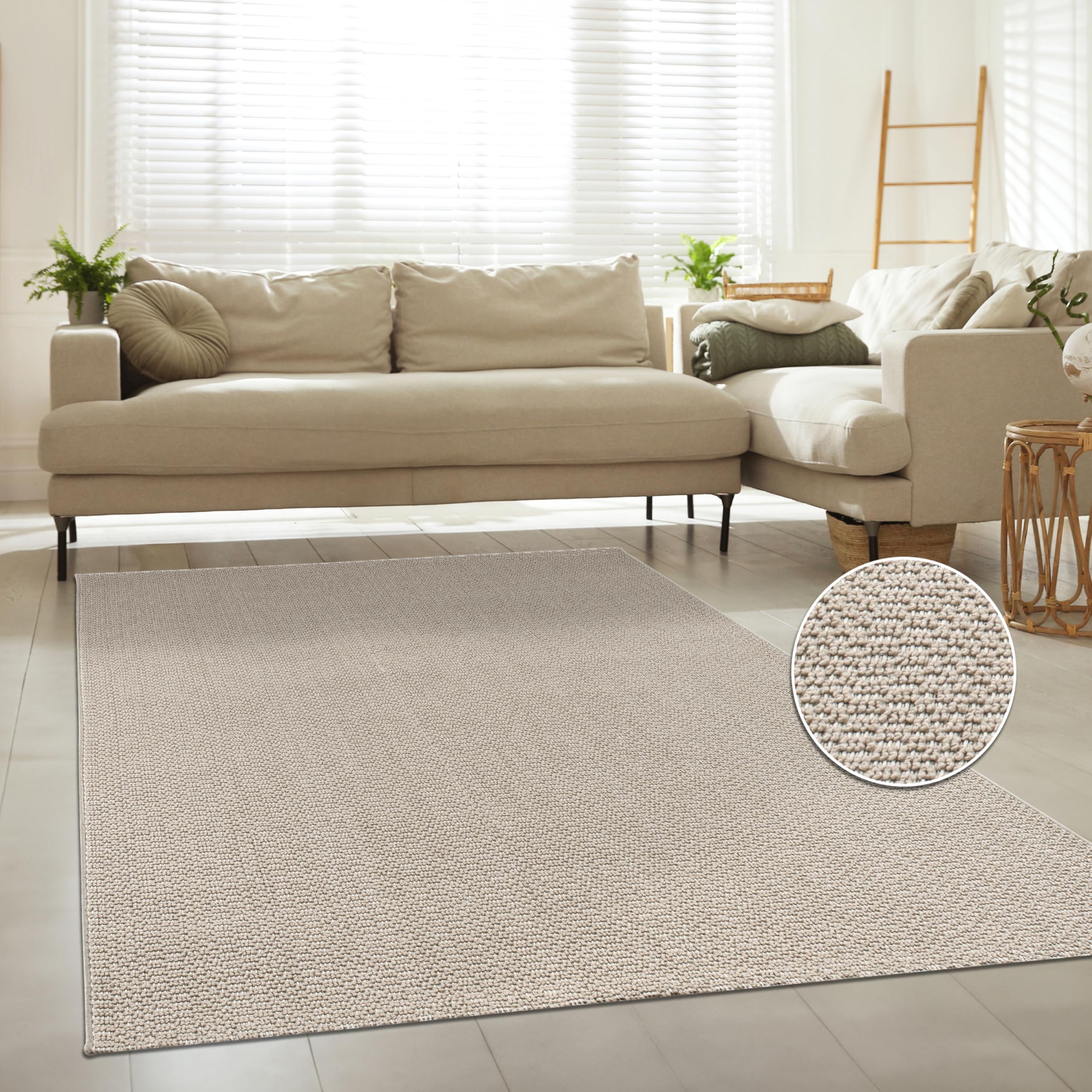Alfombra para Interior Y Exterior Apta para Salón, Balcón, Cocina Y Pasillo - Diseño De Yute Natural, Unicolor, Resistente, Impermeable Y En Tonos Naturales, tamaño:200x280 cm