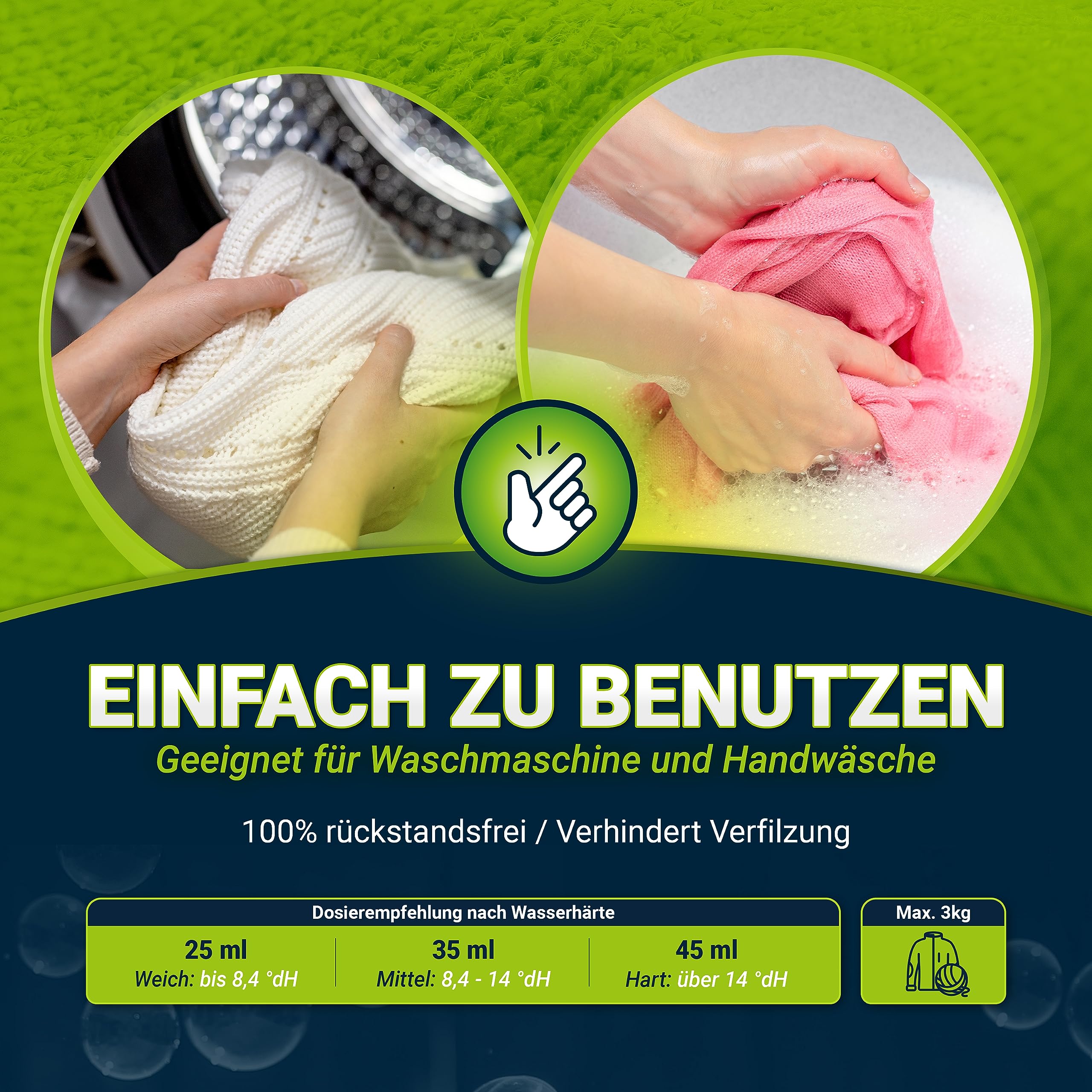 Wolle Waschmittel - Liquido Lavatrice Lana e Delicati Senza Profumo, Certificato GOTS & Biodegradabile Vegan Speciale per Cashmere Merino Angora Alpaca Shetland Lavaggio Mano & Lavatrice, 5 L