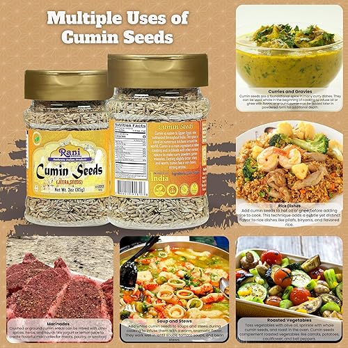 Miniatura 2 de Rani - Tarro de especias enteras (Jeera) de 3 onzas (3.00 oz) para mascotas, totalmente natural, apto para gluten, sin OMG, vegano, origen indio