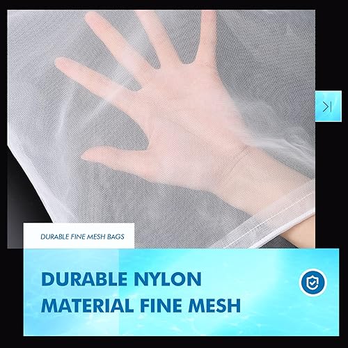 Miniatura 4 de Paquete de 10 bolsas de malla fina con cable de tracción y bloqueo, para aspiradora, suministro de piscina, bolsa de vacío de chorro de piscina para
