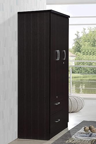 Miniatura 6 de Hodedah Armario de 3 puertas con 2 cajones, 3 estantes en chocolate Chocolate,Caoba,Blanco,Hayedo,Negro -,https://www.amazon.com/dp/undefined