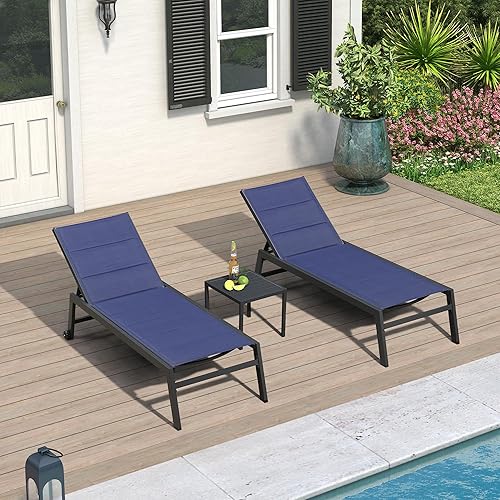 PURPLE LEAF Extra Large Outdoor Chaise Lounge 2 Pieces Aluminum