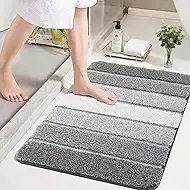 COSY HOMEER Bathroom Rugs 36"x24", Ultra Soft Absorbent Bath Mat with Non-Slip TPR Backing, Machine Washable Shaggy Rug for Bathroom Floor, Grey