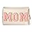 Y1tvei Preppy Patch MOM Varsity Letter Cosmetic Toiletry Bag PU Leather Portable Waterproof Makeup Bag Zipper Pouch Purse Travel Organizer Mama to Be Gift for Mom Birthday Mother\'s Day Baby Shower
